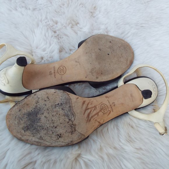 Vintage Chanel Bi-Color Ankle Buckle Sandals - Picture 6 of 16